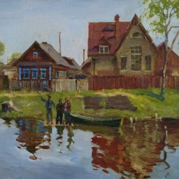 Painting titled "Fishing" by Alina Yakhyaeva, Original Artwork, Oil