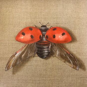 Schilderij getiteld "“Ladybug”, work #3…" door Alina Marsovna, Origineel Kunstwerk, Olie