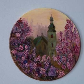 Peinture intitulée "Spring in Prague" par Alina Odwyer, Œuvre d'art originale, Huile