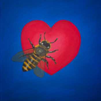 Peinture intitulée "Bee in Love" par Alina Anokhina, Œuvre d'art originale, Acrylique Monté sur Châssis en bois