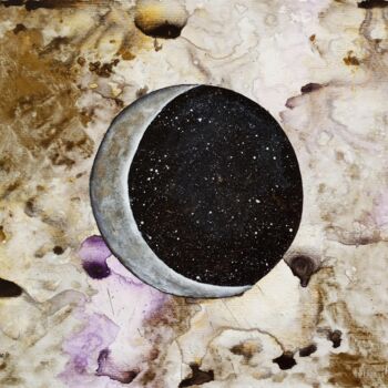 Peinture intitulée "Eclipse Astral" par Aline Barroso, Œuvre d'art originale, Acrylique Monté sur Autre panneau rigide