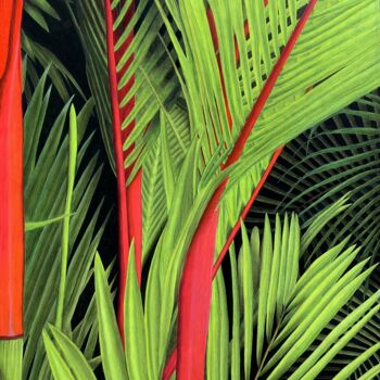 "Palmiers rouges" başlıklı Tablo Aline Belliard tarafından, Orijinal sanat, Akrilik Ahşap Sedye çerçevesi üzerine monte edil…