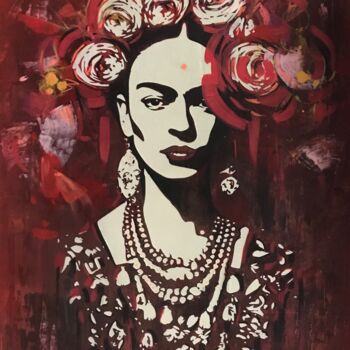 Ζωγραφική με τίτλο "Frida (ŒUVRE PHOSPH…" από Aline Cavanna, Αυθεντικά έργα τέχνης, Ακρυλικό Τοποθετήθηκε στο Ξύλινο φορείο…