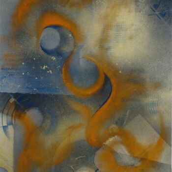 Dessin intitulée "FLAMMES CELESTES" par Aline Messiez-Petit, Œuvre d'art originale, Bombe aérosol Monté sur Verre