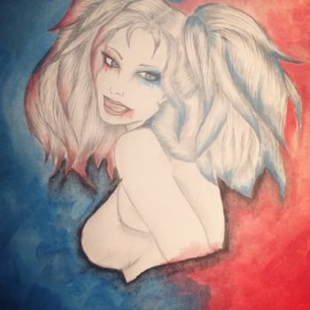 Painting titled "Miss Harley" by Aline Parmentier, Original Artwork, Watercolor