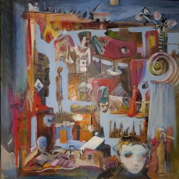 Malerei mit dem Titel "confinement" von Aline Rohrbach, Original-Kunstwerk, Öl