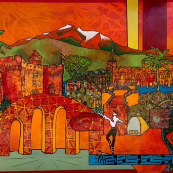 Painting titled "Perpignan" by Aline Chevalier, Original Artwork, Collages