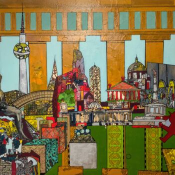 Painting titled "The Wall, Berlin" by Aline Chevalier, Original Artwork, Collages