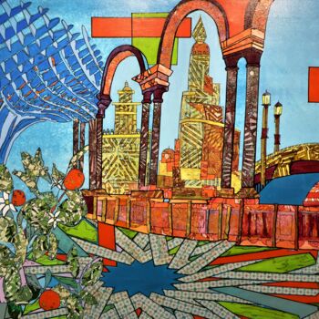 Painting titled "Seville" by Aline Chevalier, Original Artwork, Collages