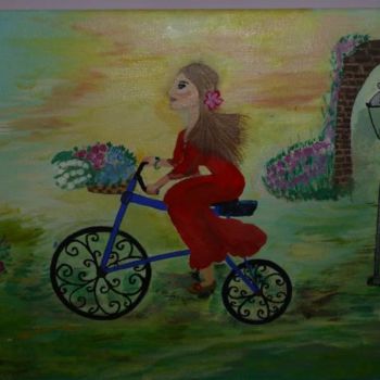 Pintura titulada "Paseo en bici" por Aliona Cociu, Obra de arte original