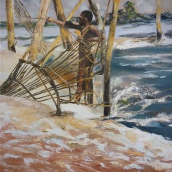 Peinture intitulée "Autre scène de pêche" par Aliona, Œuvre d'art originale