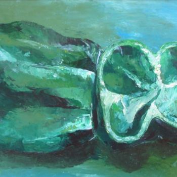 Painting titled "poivrons verts" by Aliona, Original Artwork