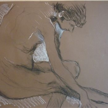 Drawing titled "Nu masculin" by Aliona, Original Artwork