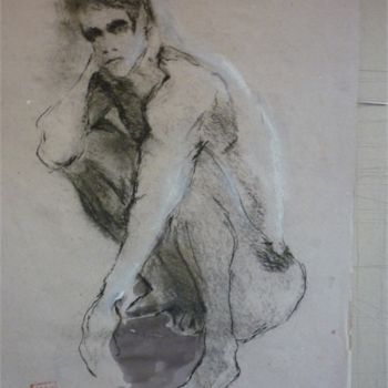 Dibujo titulada "Nu masculin" por Aliona, Obra de arte original