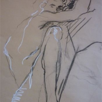 Drawing titled "Nu masculin" by Aliona, Original Artwork