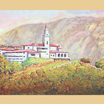 Peinture intitulée "cerro monserrate en…" par Cañizales, Œuvre d'art originale, Acrylique