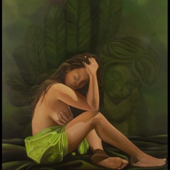 Pittura intitolato "meditacion-angelica…" da Alirio Fonseca Alvarez, Opera d'arte originale, Olio