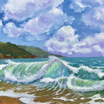 Картина под названием "Crimean Wave" - Алиса Бадусова, Подлинное произведение искусства, Масло