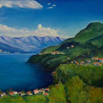 Pittura intitolato "Lake Como" da Alisa Burachuk, Opera d'arte originale, Olio
