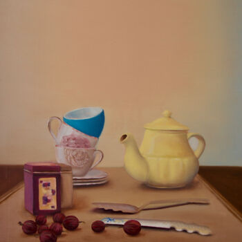 Malerei mit dem Titel "Tea time" von Alisa Burachuk, Original-Kunstwerk, Öl