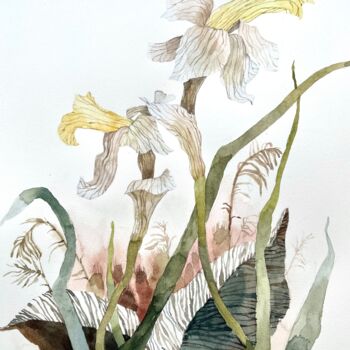 Pintura intitulada "Flowers and leaves…" por Alisa Diakova, Obras de arte originais, Aquarela