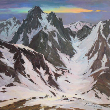 Malarstwo zatytułowany „Among the mountains” autorstwa Alisa Onipchenko-Cherniakovska, Oryginalna praca, Olej Zamontowany na…