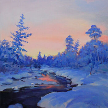 Peinture intitulée "Winter in blue" par Alisa Onipchenko-Cherniakovska, Œuvre d'art originale, Huile Monté sur Châssis en bo…