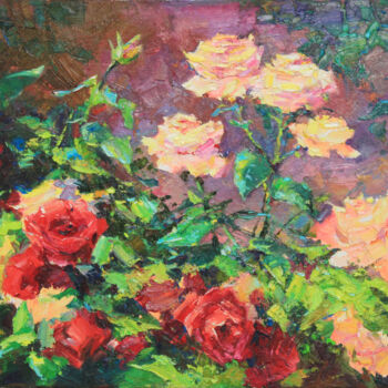 Картина под названием "Roses" - Alisa Onipchenko-Cherniakovska, Подлинное произведение искусства, Масло Установлен на Деревя…