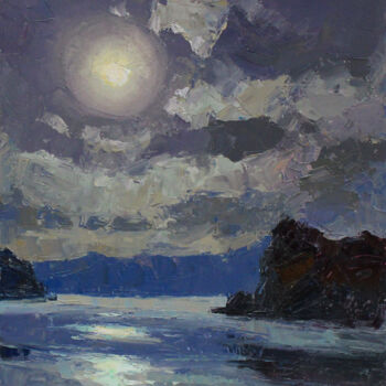 Painting titled "In the bay" by Alisa Onipchenko-Cherniakovska, Original Artwork, Oil Mounted on Other rigid panel