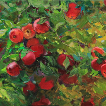 Painting titled "Carpathian apples" by Alisa Onipchenko-Cherniakovska, Original Artwork, Oil