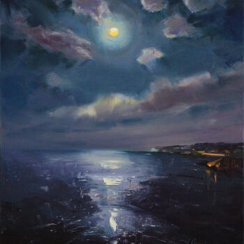 Картина под названием "Under the full moon" - Alisa Onipchenko-Cherniakovska, Подлинное произведение искусства, Масло Устано…