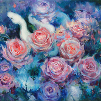 Pittura intitolato "The Mystery of Roses" da Alisa Onipchenko-Cherniakovska, Opera d'arte originale, Olio Montato su Telaio…