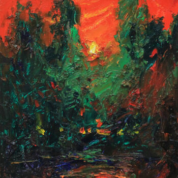 Pintura intitulada "Sunset Glitter" por Alisa Onipchenko-Cherniakovska, Obras de arte originais, Óleo