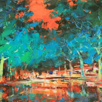 Pittura intitolato "Light of the sunset" da Alisa Onipchenko-Cherniakovska, Opera d'arte originale, Olio Montato su Altro pa…