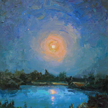 Pittura intitolato "Moonrise" da Alisa Onipchenko-Cherniakovska, Opera d'arte originale, Olio