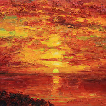 Peinture intitulée "Red colors of sunset" par Alisa Onipchenko-Cherniakovska, Œuvre d'art originale, Huile