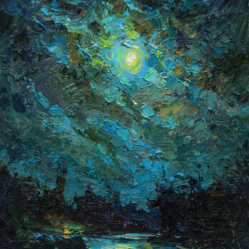 Картина под названием "Twinkling moon" - Alisa Onipchenko-Cherniakovska, Подлинное произведение искусства, Масло