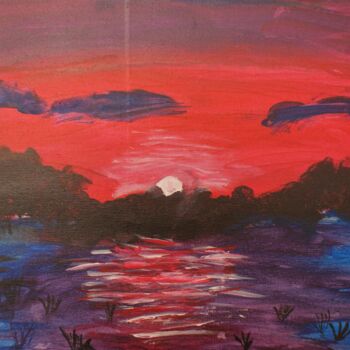 Картина под названием "dusk by the ghost l…" - Alisa Vorobyeva, Подлинное произведение искусства, Акрил