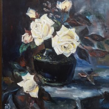 Pintura intitulada "Желтые розы" por Natali Didukh, Obras de arte originais, Óleo