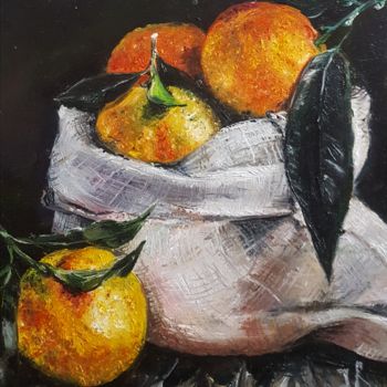 Peinture intitulée "Натюрморт с апельси…" par Natali Didukh, Œuvre d'art originale, Huile Monté sur Châssis en bois