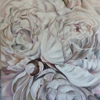 Картина под названием "Серия "Пионы" 5" - Натали  Дидух, Подлинное произведение искусства, Масло