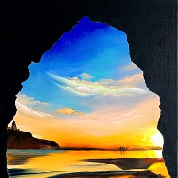 Painting titled "Ocean sunset" by Alisa Koenig, Original Artwork, Oil