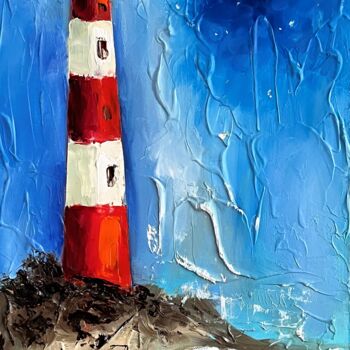 Painting titled "Ocean lighthouse" by Alisa Koenig, Original Artwork, Oil