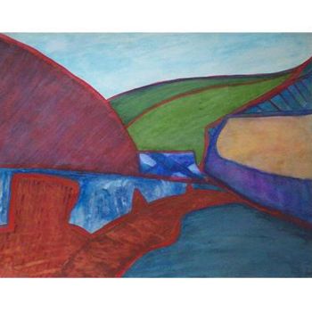 Pintura intitulada "Waterfall in Wales" por Ally Melly, Obras de arte originais, Óleo