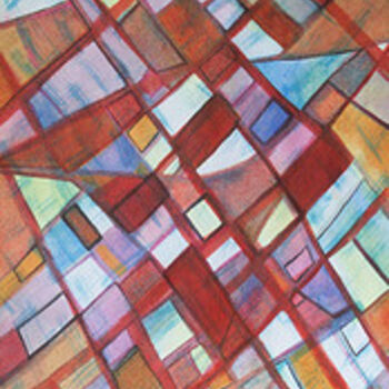 Painting titled "Active Squares" by Ally Melly, Original Artwork, Oil