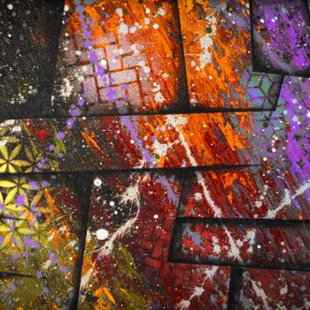 Ζωγραφική με τίτλο "Cosmic colour war" από Alistair Coull, Αυθεντικά έργα τέχνης, Ακρυλικό