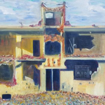 Peinture intitulée "La Maison jaune" par Ali Ucar, Œuvre d'art originale, Huile