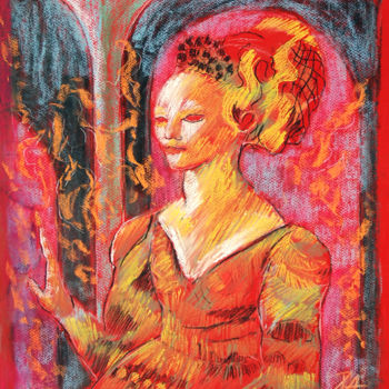Картина под названием "Witch" - Aliz Posta, Подлинное произведение искусства, Пастель