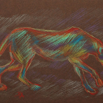 Dibujo titulada "Cheetah" por Aliz Posta, Obra de arte original, Pastel