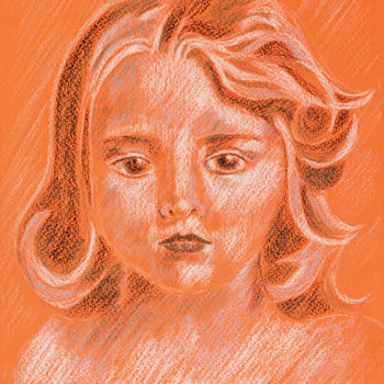 Drawing titled "Old doll" by Aliz Posta, Original Artwork, Pastel